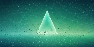 The primary subject of the image is a green triangle, which is the main object, scene, or focus of the image. The setting or background of the image is a green and white background, which adds to the overall atmosphere. The visual style of the image is digital art, as it is a digital illustration of a green triangle. The colors and mood of the image are predominantly green and white, creating a calm and serene atmosphere.
