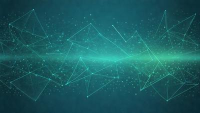 The primary subject of the image is a blue background with a pattern of green and white dots. The setting appears to be a futuristic or technological environment. The visual style is a combination of digital art and illustration, creating a unique and intriguing pattern. The colors and mood of the image are predominantly blue and green, with a sense of calmness and sophistication.