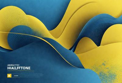 Primary subject: Abstract art
Setting/background: Blue background
Visual style: Digital art
Colors and mood: Blue, yellow, and orange