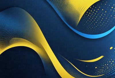 The primary subject of the image is a blue and yellow swirl pattern. The setting is a dark blue background, which contrasts with the vibrant colors of the swirl pattern. The visual style appears to be a digital art or illustration, as the swirl pattern is intricately detailed and the colors are rich and vivid. The overall atmosphere of the image is dynamic and energetic, with the swirl pattern evoking a sense of movement and flow.