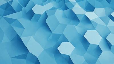 The primary subject of the image is a blue background with a pattern of geometric shapes, such as triangles and squares. The setting appears to be a blue sky, and the visual style is a combination of digital art and illustration. The dominant colors in the image are blue and white, creating a calm and serene atmosphere.