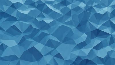 The primary subject of the image is a blue ocean with a pattern of triangles on the surface. The setting is the ocean, and the visual style is a digital art or illustration. The dominant colors are blue and white, creating a calm and serene atmosphere.