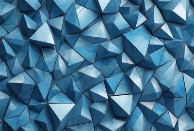 The primary subject of the image is a blue and white patterned wall. The setting is a blue background, and the visual style is a digital art or illustration. The dominant colors are blue and white, creating a calm and soothing atmosphere.