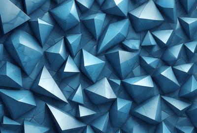 The primary subject of the image is a blue, geometric pattern. The setting is a blue background, and the visual style is a digital art or illustration. The dominant colors are blue and white, creating a calm and soothing atmosphere.