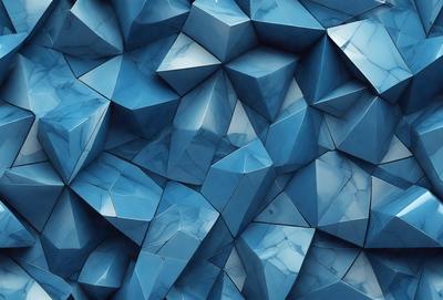 The primary subject of the image is a blue, geometric pattern. The setting is a blue background, which creates a visually striking contrast with the pattern. The visual style is a combination of digital art and illustration, giving the image a modern and artistic appearance. The dominant colors are blue and white, creating a calm and soothing atmosphere.