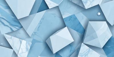 The primary subject of the image is a blue marble wall with a pattern of white squares. The setting is a room with a blue marble floor. The visual style is a combination of digital art and illustration, creating a unique and intricate design. The dominant colors are blue and white, giving the space a calm and sophisticated atmosphere.