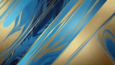 The primary subject of the image is a blue and gold striped pattern. The setting is a wall, and the visual style appears to be a digital art or illustration. The dominant colors are blue and gold, creating a vibrant and lively atmosphere.