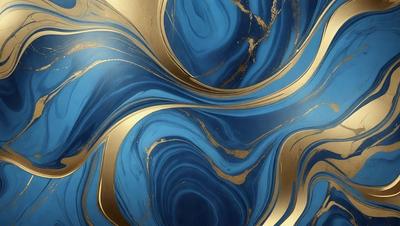 The primary subject of the image is a blue and gold swirling pattern, which appears to be a decorative piece or a piece of art. The setting is a blue and gold background, which complements the swirling pattern. The visual style of the image is a combination of digital art and illustration, creating a unique and eye-catching design. The dominant colors in the image are blue and gold, giving it a luxurious and elegant appearance.