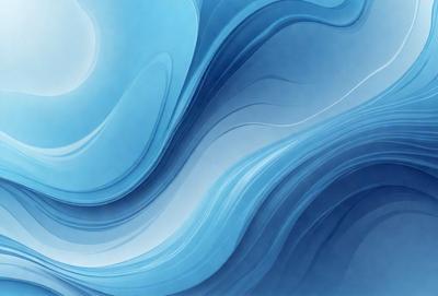The primary subject of the image is a blue ocean wave. The setting is a blue ocean, and the visual style is a digital art or illustration. The dominant colors are blue and white, creating a serene and calming atmosphere.