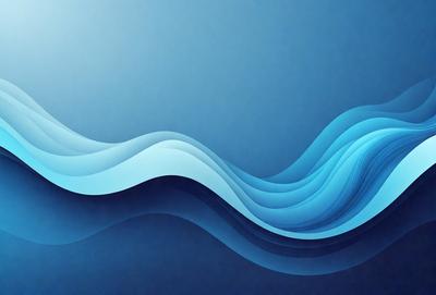 The primary subject of the image is a blue wave, which is the main focus of the scene. The setting is a blue background, which creates a sense of depth and contrast. The visual style is a digital art or illustration, as the wave is depicted in a detailed and artistic manner. The dominant colors are blue and white, giving the image a calm and serene atmosphere.