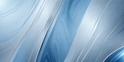 The primary subject of the image is a blue and silver metal surface, which appears to be a metal wall or a metal sculpture. The setting is a room with a blue and silver color scheme, which creates a visually appealing and modern atmosphere. The visual style of the image is a combination of digital art and illustration, as the metal surface is depicted in a detailed and artistic manner. The dominant colors in the image are blue and silver, which contribute to the overall mood of the scene.