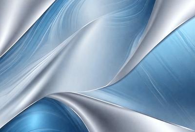 The primary subject of the image is a large, curved, and swirling piece of white fabric. The setting is a blue background, which adds a contrasting color to the scene. The visual style appears to be a combination of a photo and digital art, as the fabric appears to be a blend of both. The colors and mood of the image are predominantly blue, creating a sense of calmness and tranquility.