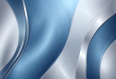 The primary subject of the image is a silver metal surface, which appears to be a metal wall or a metal sculpture. The setting is a room with a blue background, which adds a contrasting color to the scene. The visual style of the image is a combination of digital art and illustration, as it features a metallic texture and a patterned design. The dominant colors in the image are silver and blue, creating a modern and sleek atmosphere.
