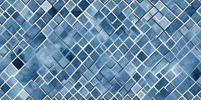 The primary subject of the image is a blue and white patterned tile. The setting is a blue and white tiled wall, which serves as the background. The visual style is a digital art or illustration, as the pattern is intricate and well-defined. The dominant colors are blue and white, creating a calm and soothing atmosphere.