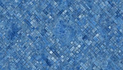 The primary subject of the image is a blue tile with a pattern of blue squares. The setting is a blue wall, and the visual style is a close-up of the tile. The dominant colors are blue, and the overall atmosphere is calm and serene.