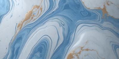 The primary subject of the image is a blue and gold marbled surface, which appears to be a piece of art or a decorative item. The setting is a room with a blue and gold marbled wall, which complements the main subject. The visual style of the image is a close-up of the marbled surface, showcasing its intricate patterns and colors. The dominant colors in the image are blue and gold, creating a luxurious and elegant atmosphere.