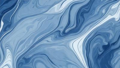 The primary subject of the image is a blue and white ocean wave. The setting is the ocean, with the wave being the main focus of the image. The visual style is a painting, which gives the image a more artistic and creative appearance. The dominant colors are blue and white, creating a serene and calming atmosphere.
