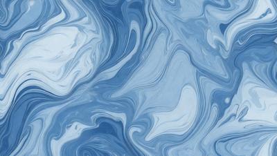 The primary subject of the image is a blue and white swirling pattern, which appears to be a painting or a digital artwork. The setting is a blue background, and the visual style is a combination of photo and digital art. The dominant colors are blue and white, creating a calming and serene atmosphere.