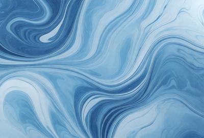 The primary subject of the image is a blue and white swirling pattern, which appears to be a painting or a digital artwork. The setting is a blue background, and the visual style suggests that it is a digital artwork. The dominant colors are blue and white, creating a calm and soothing atmosphere.
