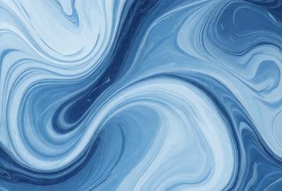 The primary subject of the image is a blue and white swirl pattern, which is the main object, scene, or focus of the image. The setting or background is a blue surface, which adds to the overall atmosphere of the image. The visual style of the image is a digital art or illustration, as it is a well-crafted and detailed design. The dominant colors in the image are blue and white, creating a sense of calmness and tranquility.