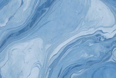 The primary subject of the image is a blue and white marbled surface, which appears to be a marble tile or a blue and white marbled wall. The setting is a room with a blue and white marbled surface, which serves as the background. The visual style of the image is a close-up of the marbled surface, showcasing its intricate patterns and textures. The colors and mood of the image are predominantly blue and white, creating a calm and serene atmosphere.