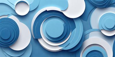 The primary subject of the image is a blue and white circular pattern, which is the main focus of the scene. The setting is a blue background, and the visual style appears to be a combination of digital art and illustration. The dominant colors are blue and white, creating a calm and soothing atmosphere.