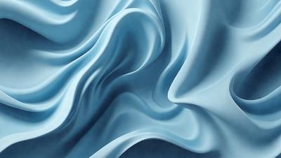 The primary subject of the image is a blue and white painting of a flowing, swirling mass of fabric. The setting is a blue background, which complements the colors of the painting. The visual style is a digital art or illustration, as it is a detailed and intricate representation of the fabric. The dominant colors are blue and white, creating a sense of calmness and tranquility.
