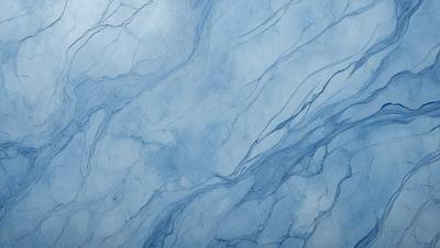The primary subject of the image is a blue and white marbled surface, which appears to be a piece of art or a decorative item. The setting is a room with a blue and white marbled wall, which adds a unique and artistic touch to the space. The visual style of the image is a close-up of the marbled surface, showcasing its intricate patterns and textures. The colors and mood of the image are predominantly blue and white, creating a calm and serene atmosphere.