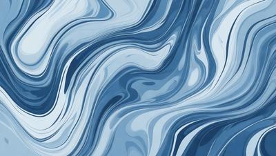 The primary subject of the image is a blue and white patterned surface, which appears to be a wall or a piece of artwork. The setting is a room with a blue background, and the visual style is a combination of digital art and illustration. The dominant colors are blue and white, creating a calm and soothing atmosphere.