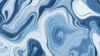 The primary subject of the image is a blue and white patterned surface, which appears to be a painting or a digital artwork. The setting is a blue background, and the visual style is a combination of photo and digital art. The dominant colors are blue and white, creating a calm and serene atmosphere.