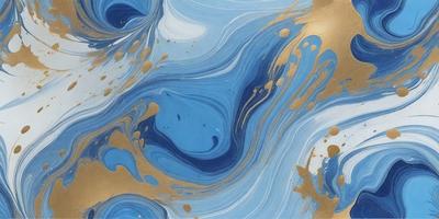 The primary subject of the image is a blue and gold swirling pattern, which appears to be a painting or a digital artwork. The setting is a blue and gold background, which complements the swirling pattern. The visual style is a mix of digital art and painting, creating a unique and eye-catching design. The colors and mood of the image are predominantly blue and gold, giving it a warm and inviting atmosphere.