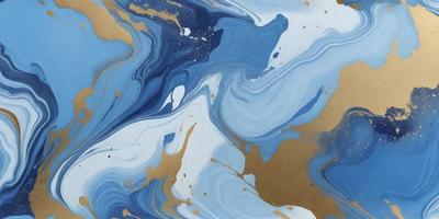The primary subject of the image is a painting featuring a blue and gold color scheme. The setting is a canvas, and the visual style appears to be a mix of digital art and illustration. The dominant colors are blue and gold, creating a sense of depth and richness in the painting.