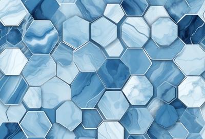 The primary subject of the image is a blue and white marble pattern. The setting is a blue and white marble wall, which serves as the backdrop for the pattern. The visual style is a close-up of the marble pattern, showcasing the intricate details of the design. The colors and mood of the image are predominantly blue and white, creating a clean and elegant atmosphere.