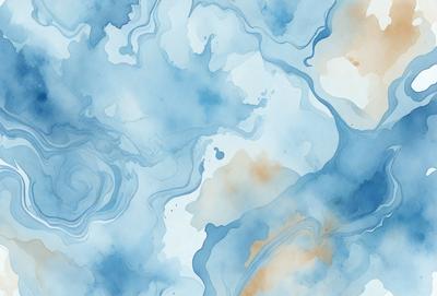 The primary subject of the image is a blue and white painting of a cloudy sky. The setting is a blue and white background, which complements the artwork. The visual style is a painting, showcasing the artist's skill in creating a realistic and captivating scene. The colors and mood of the painting are predominantly blue and white, giving it a serene and calming atmosphere.