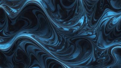 The primary subject of the image is a blue and black swirling pattern, which appears to be a digital art or illustration. The setting is a dark blue background, and the visual style is a combination of digital art and illustration. The dominant colors are blue and black, creating a moody and dramatic atmosphere.
