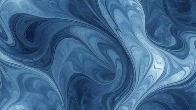 The primary subject of the image is a blue and white swirling pattern, which appears to be a digital art or illustration. The setting is a blue background, and the visual style is a combination of digital art and illustration. The dominant colors are blue and white, creating a calm and soothing atmosphere.
