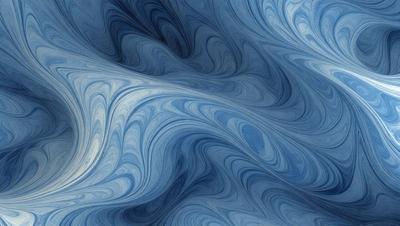 The primary subject of the image is a blue and white swirling pattern, which appears to be a digital art or illustration. The setting is a blue background, and the visual style is a combination of digital art and illustration. The dominant colors are blue and white, creating a calming and soothing atmosphere.