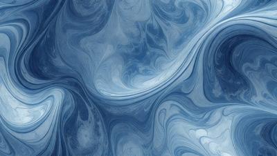 The primary subject of the image is a blue and white swirling pattern, which appears to be a digital art or illustration. The setting is a blue background, and the visual style is a combination of digital art and illustration. The dominant colors are blue and white, creating a calming and soothing atmosphere.
