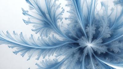 The primary subject of the image is a blue and white spiral pattern, which appears to be a digital art or illustration. The setting is a white background, and the visual style is a combination of digital art and illustration. The dominant colors are blue and white, creating a calm and serene atmosphere.