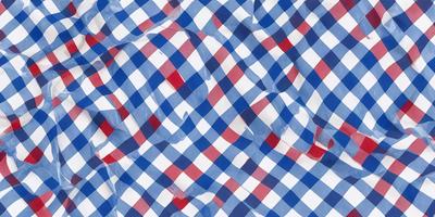 The primary subject of the image is a blue and white checkered cloth. The setting is a white background, and the visual style is a close-up of the checkered cloth. The dominant colors are blue and white, creating a clean and classic atmosphere.