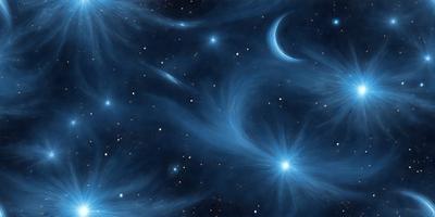 The primary subject of the image is a blue and white starry sky. The setting is a dark, star-filled night sky, with the stars scattered throughout the frame. The visual style is a combination of a photo and digital art, creating a unique and captivating representation of the night sky. The colors and mood of the image are predominantly blue and white, with a sense of tranquility and wonder.
