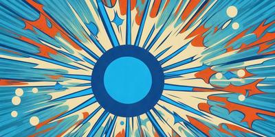 The primary subject of the image is a blue circle, which is the main object, scene, or focus of the image. The setting/background features a colorful, abstract design with a mix of blue, orange, and white colors. The visual style of the image is a combination of digital art and illustration, creating a vibrant and dynamic atmosphere. The colors and mood of the image are predominantly blue and orange, with a sense of energy and movement.
