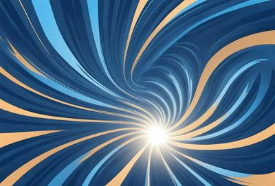 The primary subject of the image is a spiral pattern, which is the main object, scene, or focus of the image. The spiral pattern is set against a blue background, giving it a vibrant and lively appearance. The visual style of the image is a combination of photo and digital art, creating a unique and eye-catching design. The dominant colors in the image are blue and gold, which contribute to the spiral pattern's vivid and energetic mood.