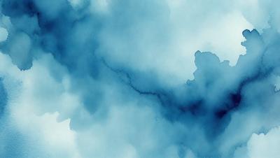 The primary subject of the image is a blue cloudy sky. The setting is a cloudy blue sky with a few white clouds. The visual style is a painting, which gives the image a more artistic and creative appearance. The dominant colors are blue and white, creating a calm and serene atmosphere.