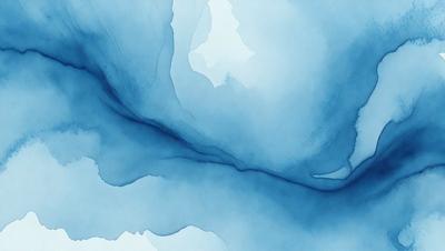 The primary subject of the image is a blue water-like substance, which appears to be a painting or drawing. The setting is a blue background, and the visual style is artistic. The colors and mood of the image are predominantly blue, creating a serene and calming atmosphere.