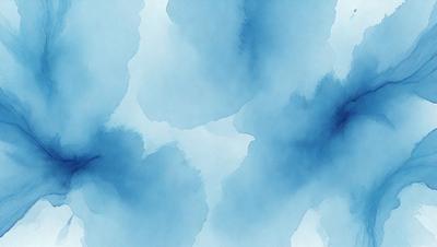 The primary subject of the image is a blue and white painting of a water-like scene. The setting is a blue background, and the visual style appears to be a digital art or illustration. The dominant colors are blue and white, creating a serene and calming atmosphere.