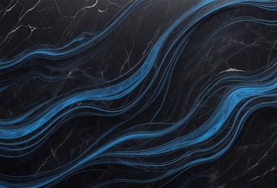 The primary subject of the image is a blue and white patterned design, which appears to be a digital art or illustration. The setting is a black background, which contrasts with the blue and white design. The visual style suggests that the image is a creative and artistic representation of a flowing blue and white pattern. The colors and mood of the image are predominantly blue and white, creating a sense of calmness and elegance.