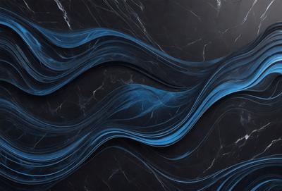The primary subject of the image is a blue and white marble wall. The setting is a black background, which contrasts with the marble wall. The visual style is a combination of a photo and digital art, creating a unique and artistic representation of the marble wall. The dominant colors are blue and white, giving the image a calming and serene atmosphere.