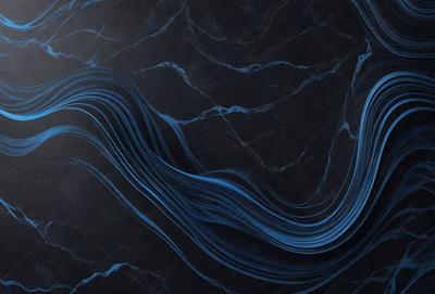 The primary subject of the image is a blue, flowing, and curved line that appears to be a part of a larger design. The setting is a black background, which contrasts with the blue line, creating a striking visual effect. The visual style of the image is a combination of digital art and illustration, as it features a smooth, flowing line that is characteristic of digital artwork. The colors and mood of the image are predominantly blue, which gives it a calm and serene atmosphere.