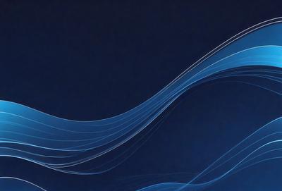 The primary subject of the image is a blue background with a wave-like pattern. The setting is a dark blue sky, and the visual style appears to be a digital art or illustration. The dominant colors are blue and black, creating a calm and serene atmosphere.